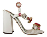 Dolce & Gabbana White Leather Crystal Keira Heels Sandals Shoes -   -  Dolce & Gabbana.